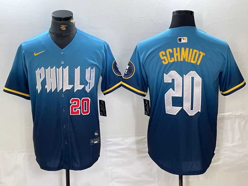Mens Philadelphia Phillies #20 Mike Schmidt Blue 2024 City Cool Base Jerseys